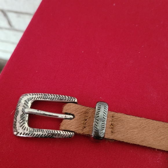 Tan Leather Belt with Silver Buckle - Picture 3 of 8
